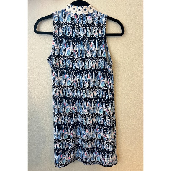 Lilly Pulitzer Jane Low Tide Navy Sails And Stripes Shift Dress Size 0 NWOT - Picture 2 of 5